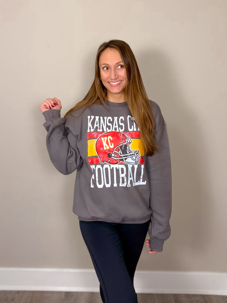 Graphite Grey - Distressed Chiefs Crewneck