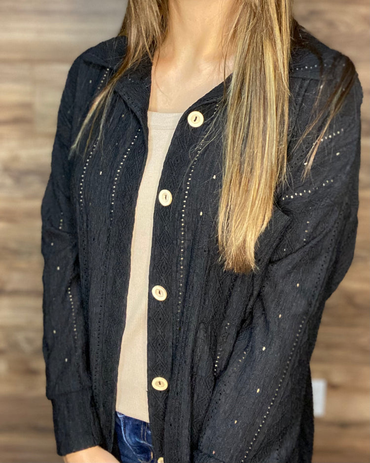 Livin’ in Lace - Patterned Pointelle Shacket