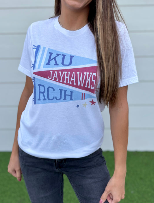 KU Pennant Banner- Graphic Tee