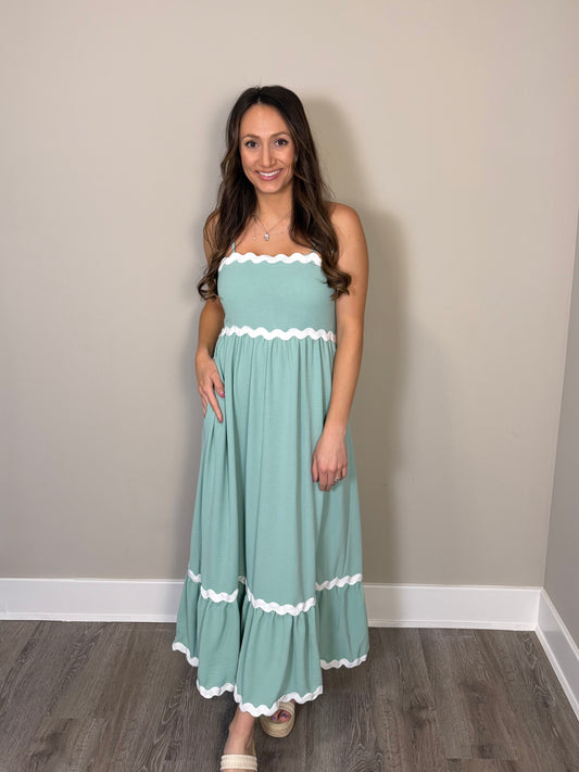 Minty Meadows - Ric Rac Maxi Dress