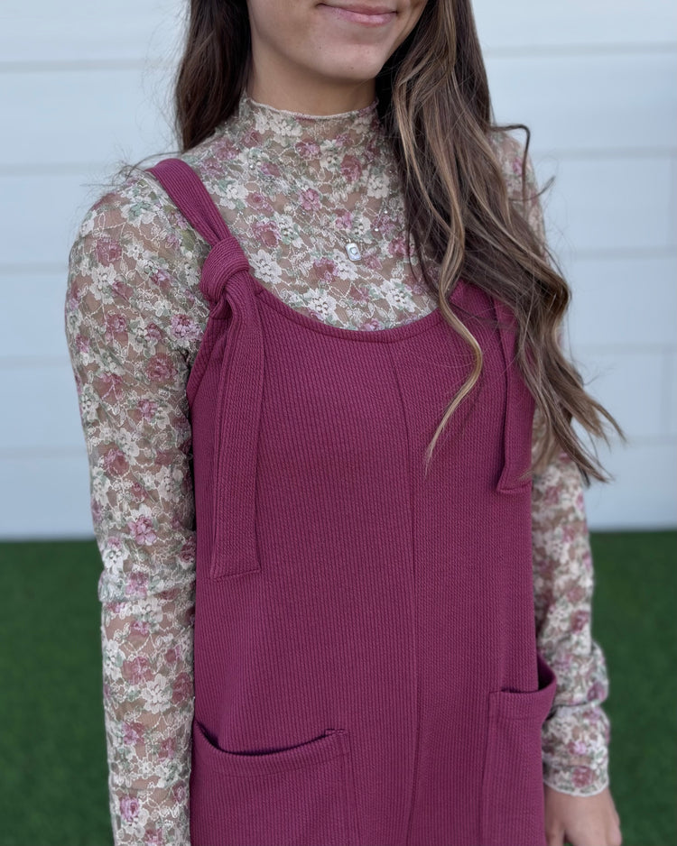 Beige & Floral Lace Lace Long Sleeve
