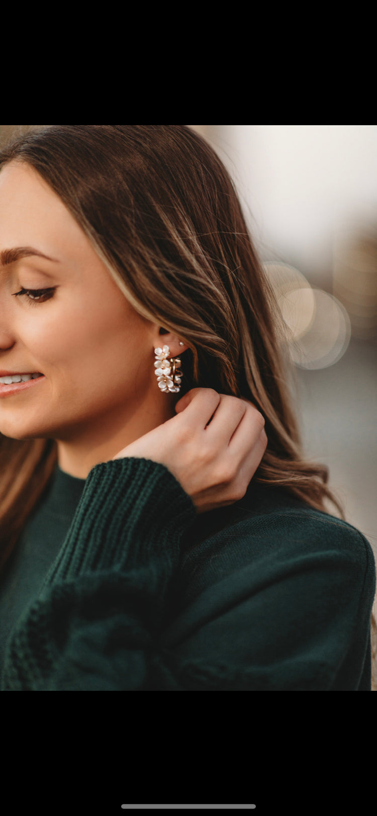 Pearly Floral Hoops