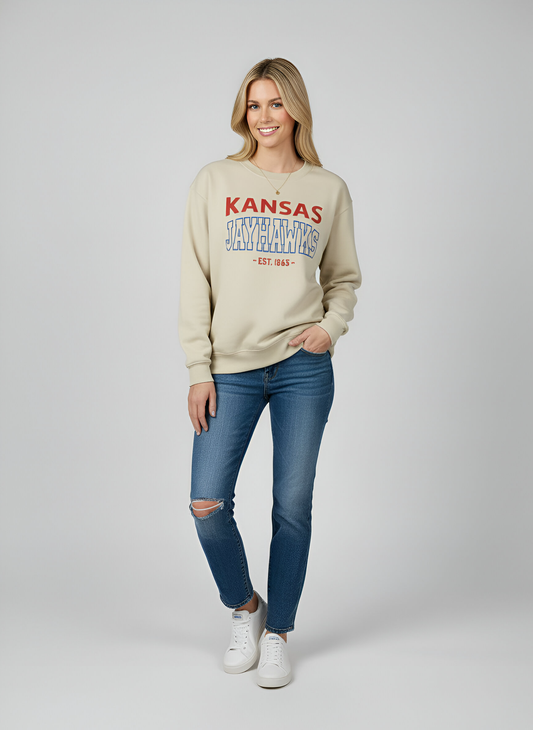 1865 Traditional KU Crewneck in Sand