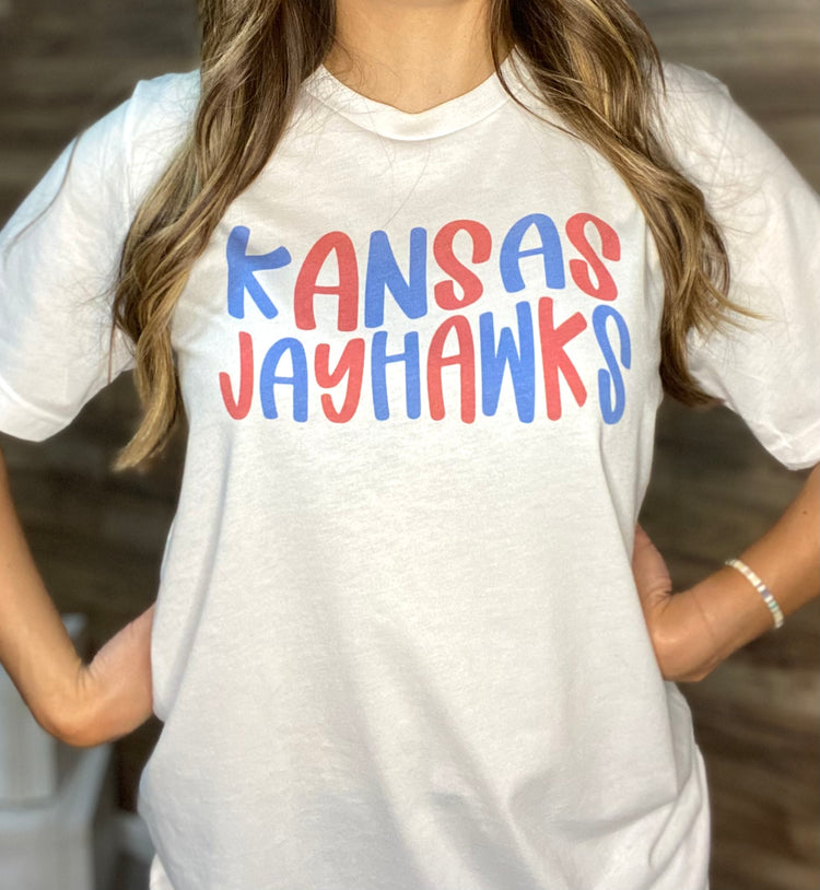 Kansas Jayhawks Wavy- Graphic Tee