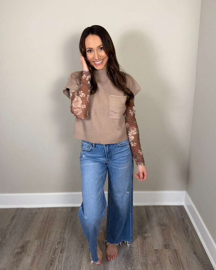 Latte Love- Cap Sleeve Sweater