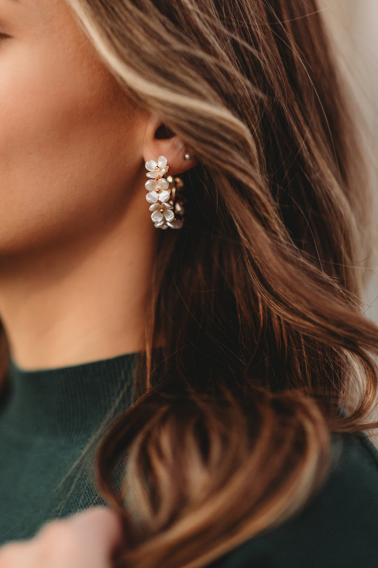 Pearly Floral Hoops