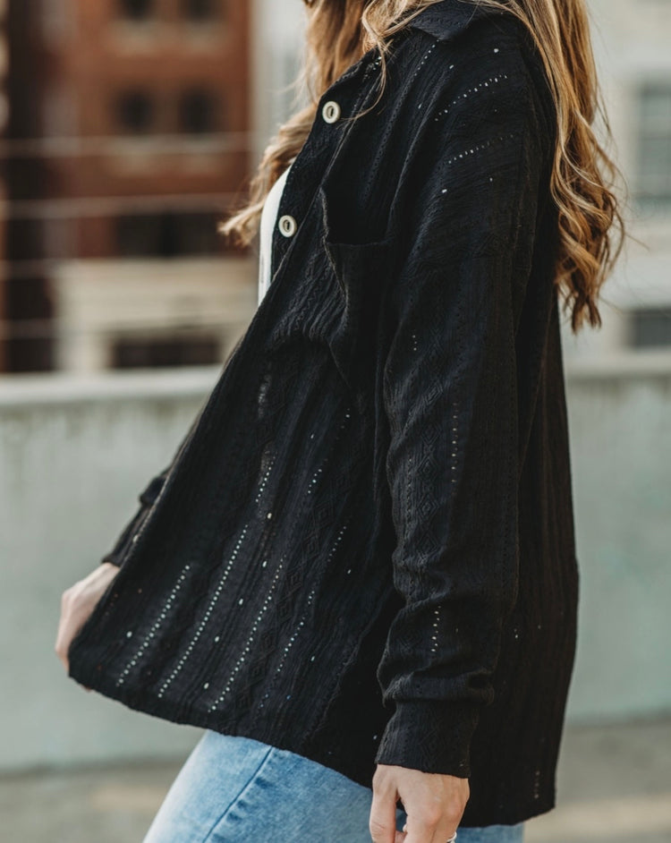 Livin’ in Lace - Patterned Pointelle Shacket