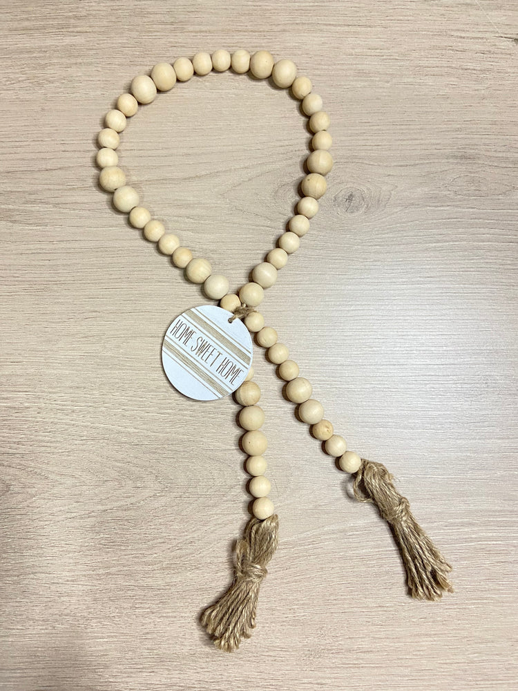 Wooden Beads - Home Sweet Home - in natural wood