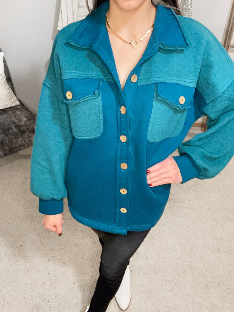 Winter Feels- Teal Fleece Shacket