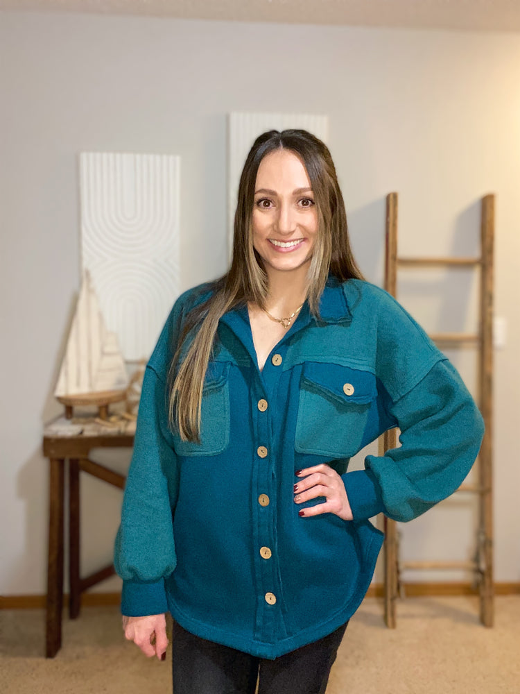 Winter Feels- Teal Fleece Shacket
