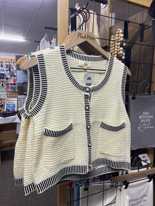 It's Old Money  - Cream & Black Sweater Vest