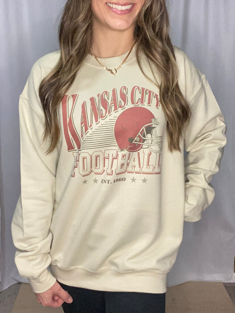Old School KC Chiefs Crewneck - Sand
