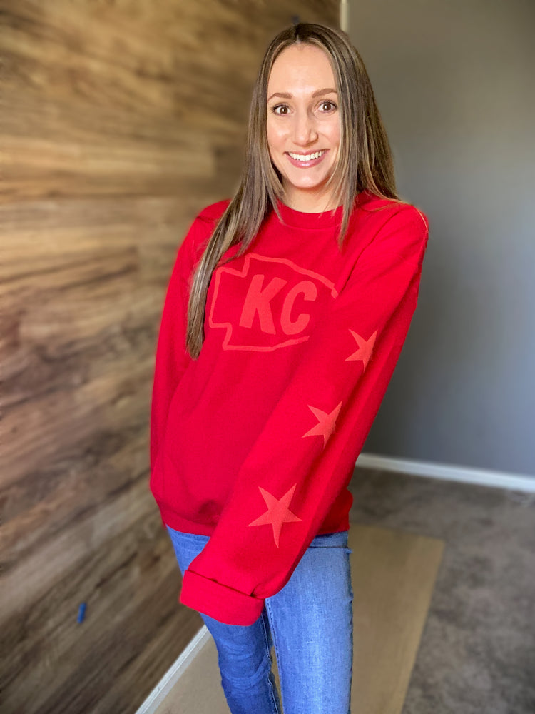 Arrowheads & Stars - KC Chiefs Crewneck in Red