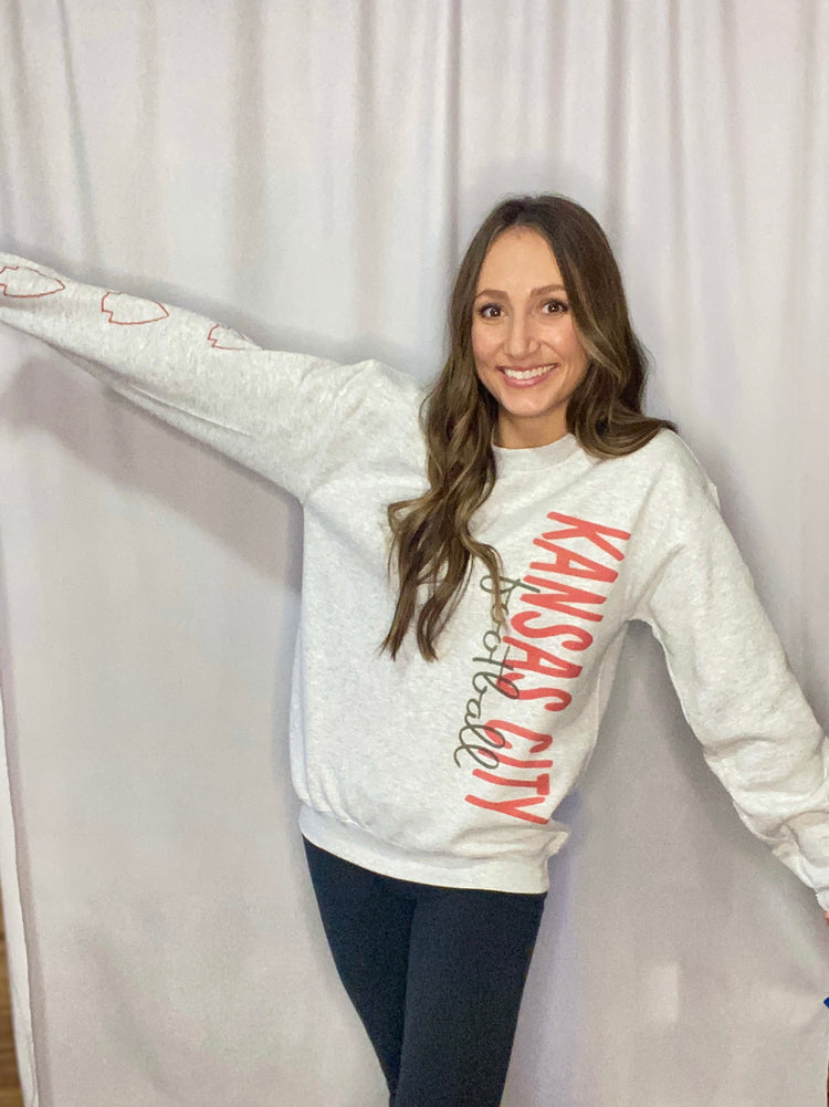 Kansas City Football- Light Grey Crewneck