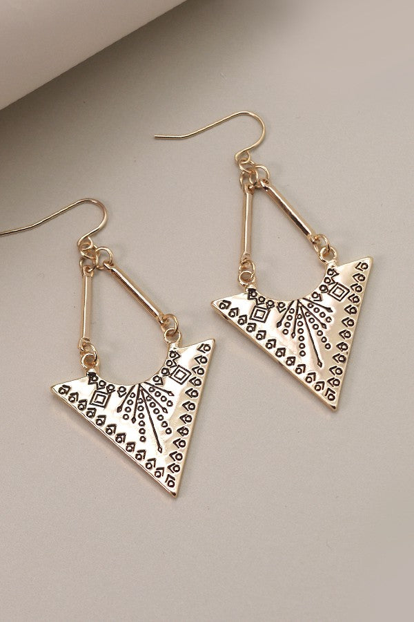 Silver Boho Triangle Earrings