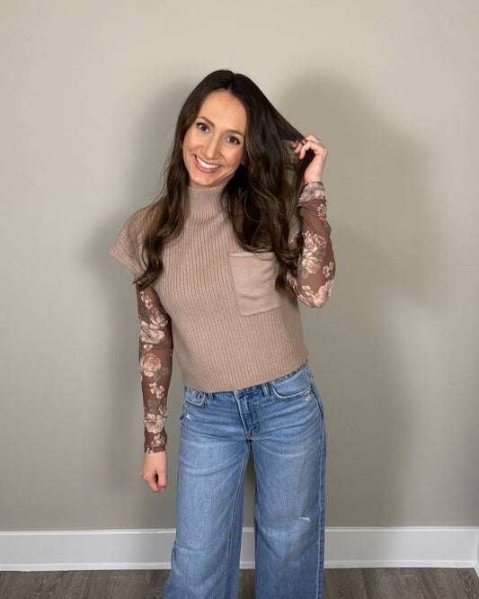 Latte Love- Cap Sleeve Sweater