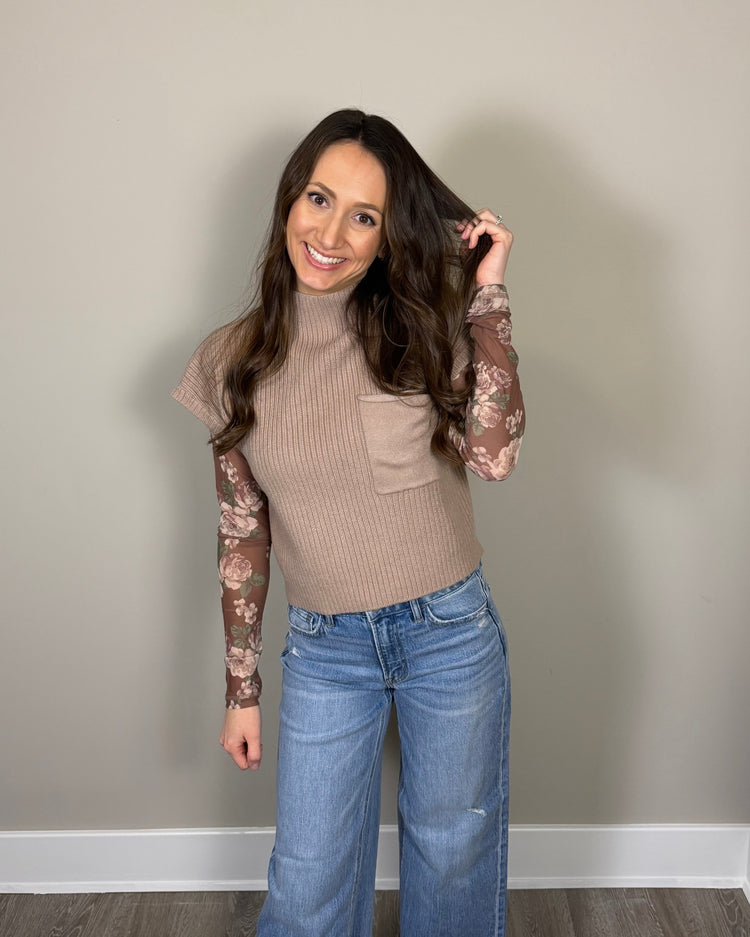 Latte Love- Cap Sleeve Sweater