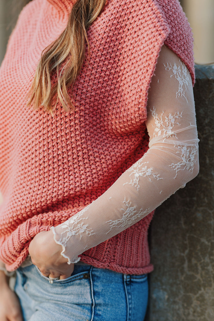 Lace Daze - Long Sleeve Floral Lace Layering Top