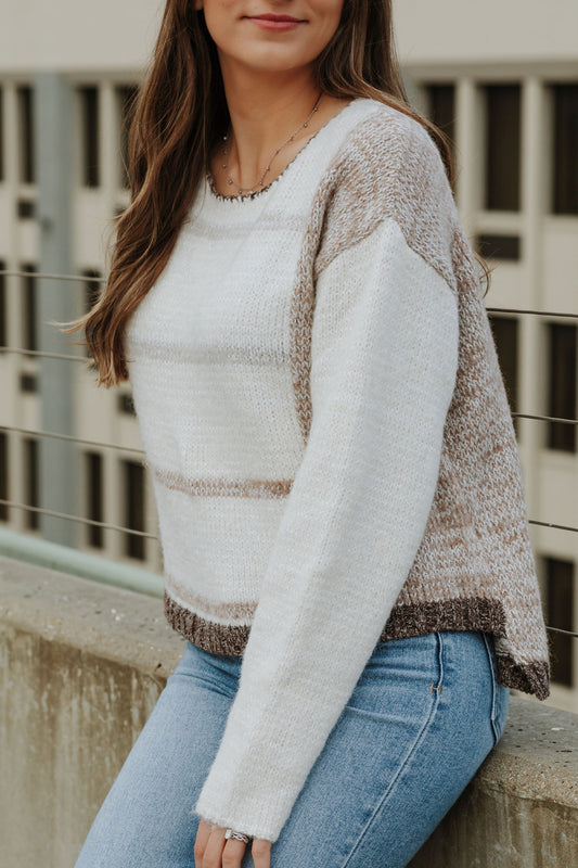 The Milani- Oat & Cream Striped Knit Sweater