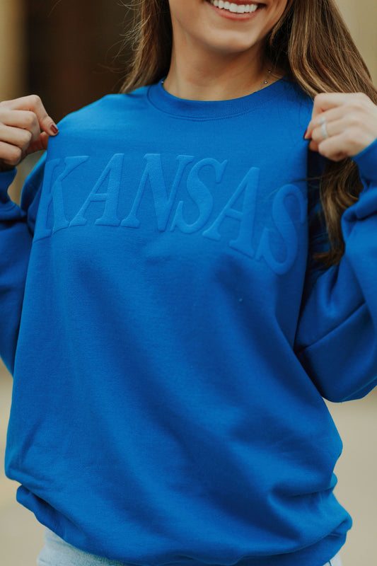 KU/ Kansas- Crewneck Sweatshirt - Puff Vinyl