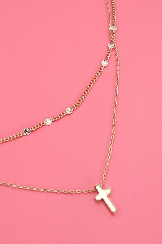 Keep the Faith -Layered Cross Necklace in Gold