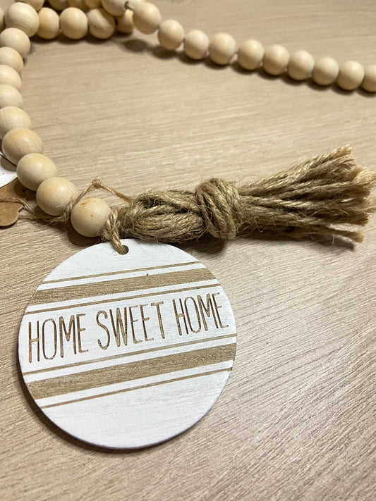 Wooden Beads - Home Sweet Home - in natural wood