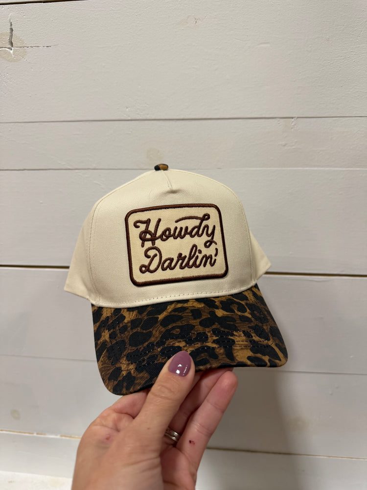 Howdy Darlin Leopard -  Embroidered Trucker Hat