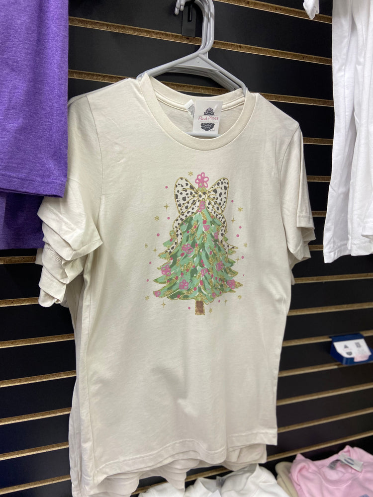 Christmas Tree & Polka Dot Bow- Christmas Graphic Tee