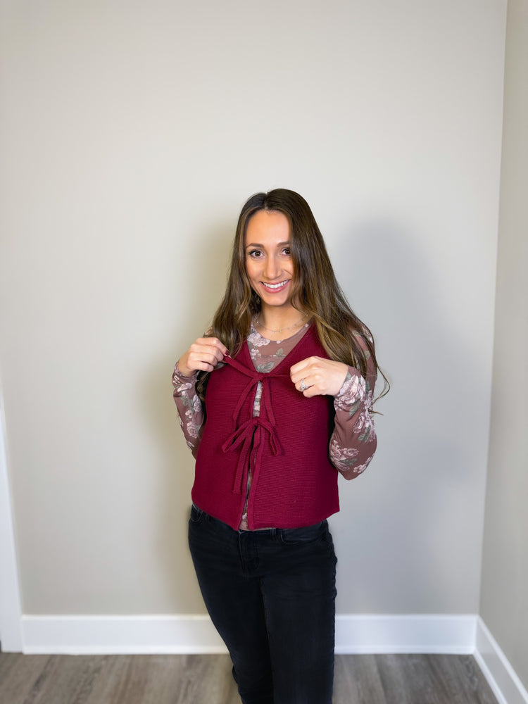 Merlot Moments - Red Tie Vest