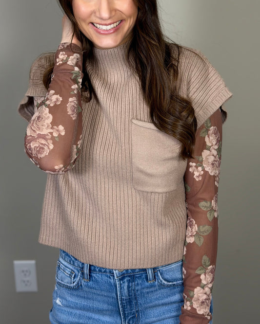 Latte Love- Cap Sleeve Sweater