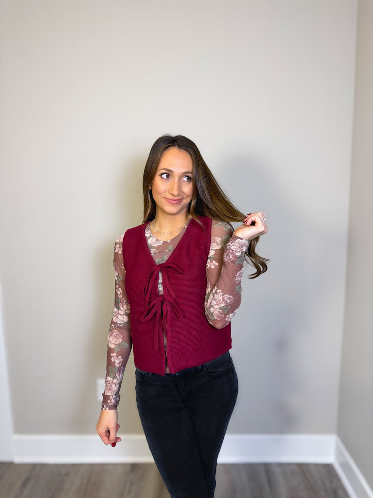 Merlot Moments - Red Tie Vest
