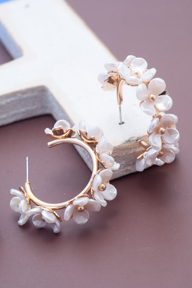 Pearly Floral Hoops