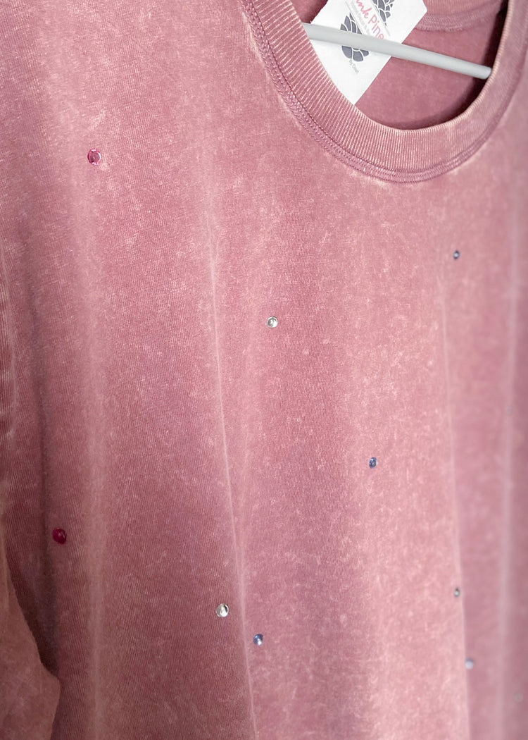 The Confetti T-shirt Dress- Washed Purple & Rhinestones