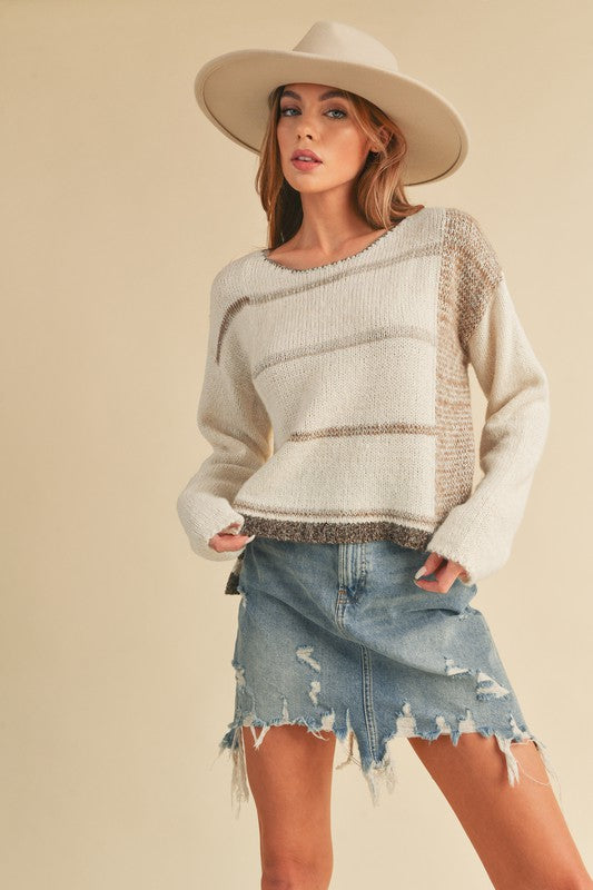 Milani Striped Knit Sweater - Cream & Taupe