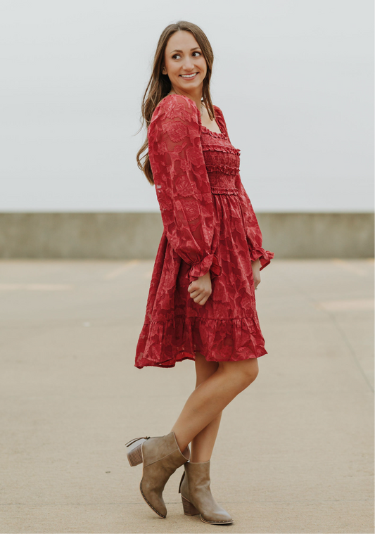 Terra Cotta Florals - Long Sleeve Dress