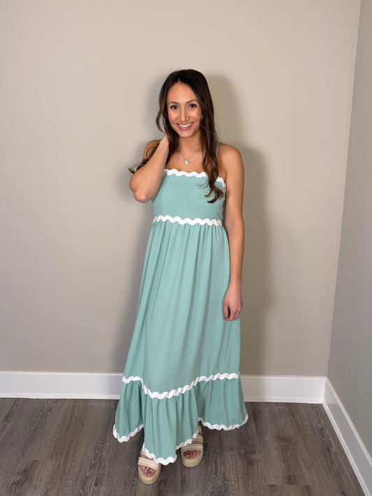 Minty Meadows - Ric Rac Maxi Dress