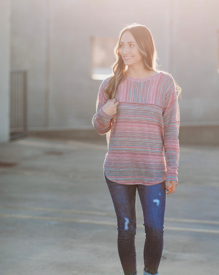 Living in Color- Multicolor Long Sleeve Knit Top