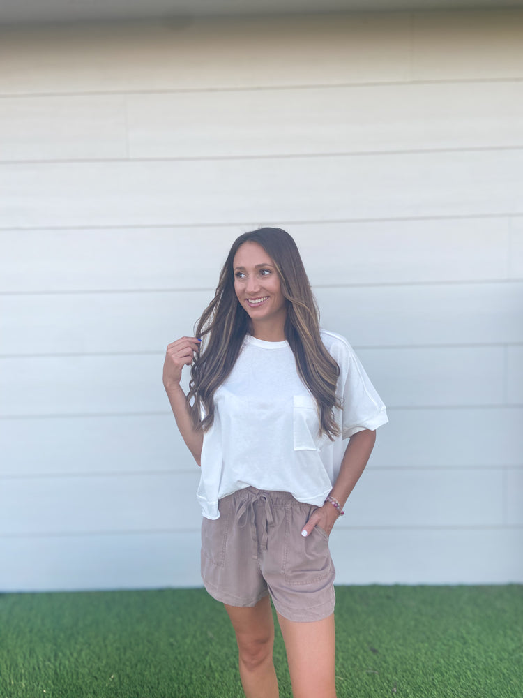 A Neutral Summer- Brown Drawstring Short