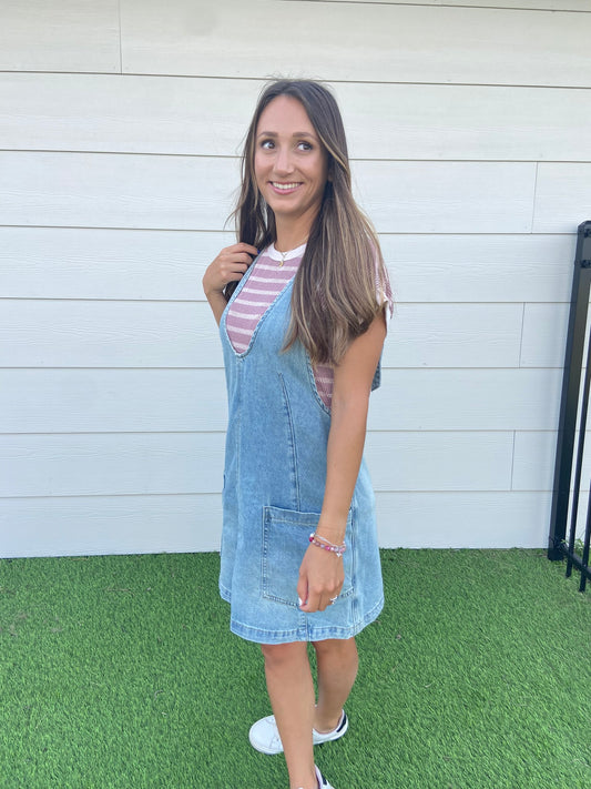 Penelope Denim Overall Dress