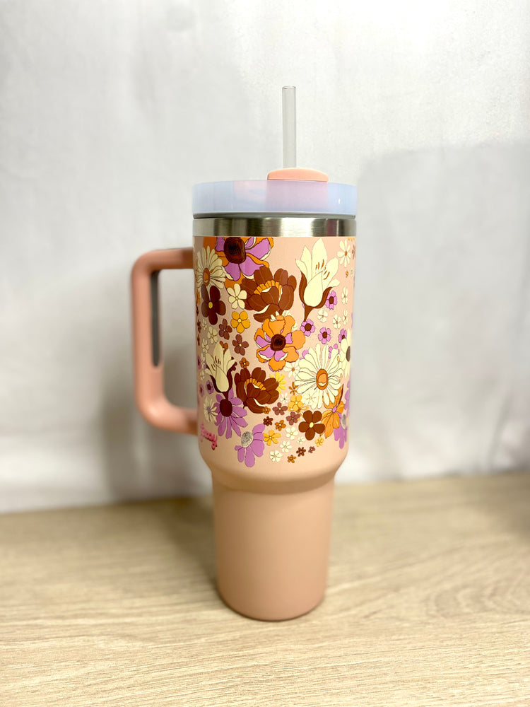 40 oz. Insulated Tumbler- Floral Peach