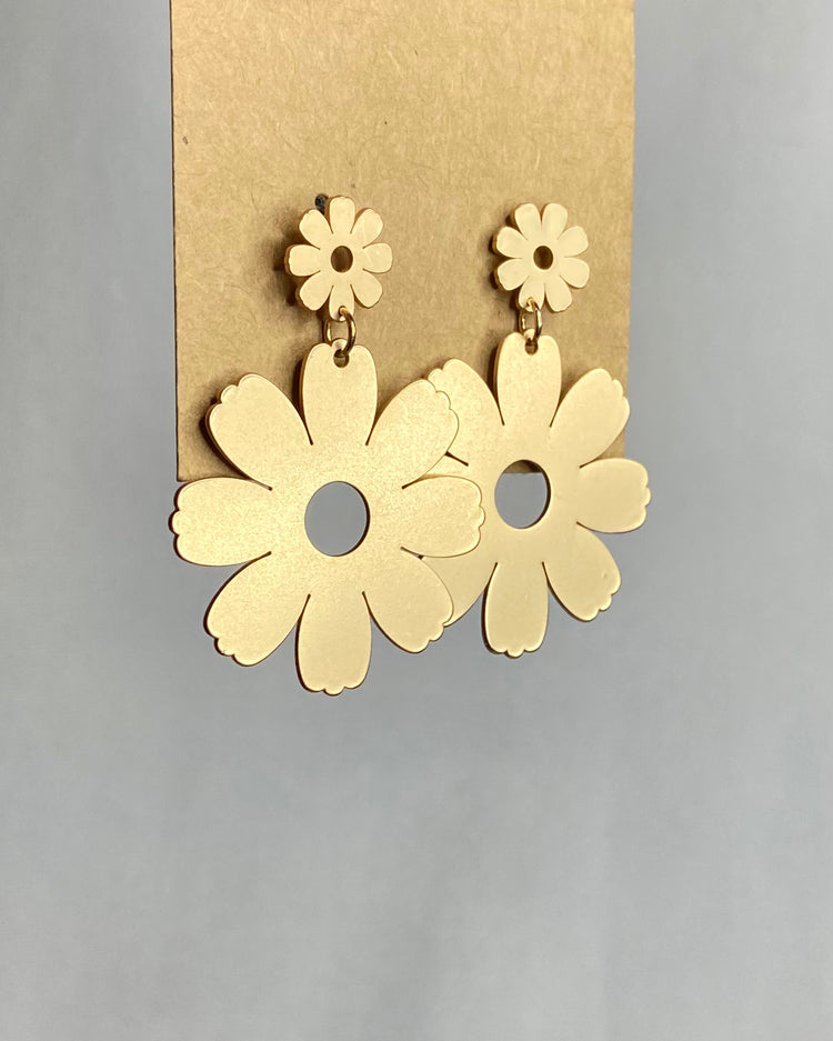 Golden Flower- flower drop earrings