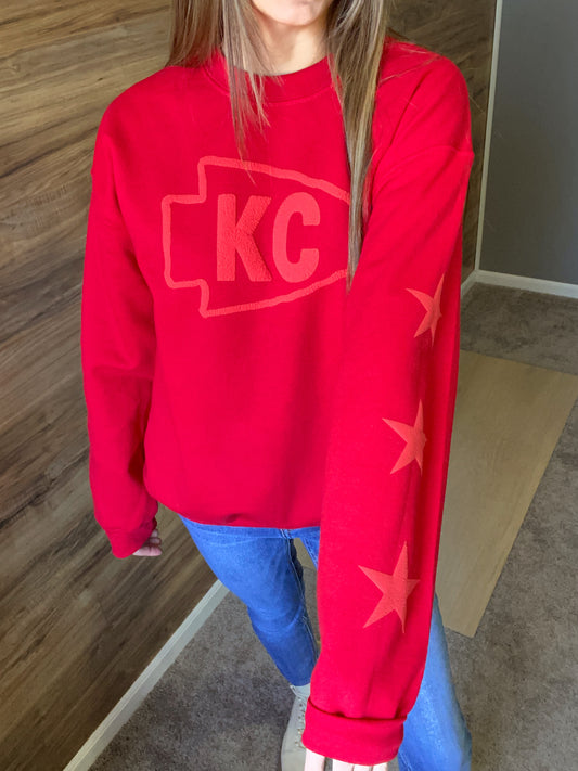 Arrowheads & Stars - KC Chiefs Crewneck in Red