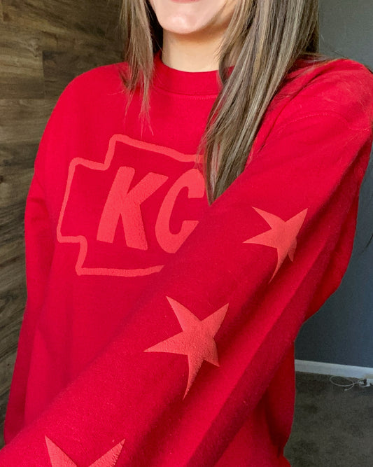 Arrowheads & Stars - KC Chiefs Crewneck in Red