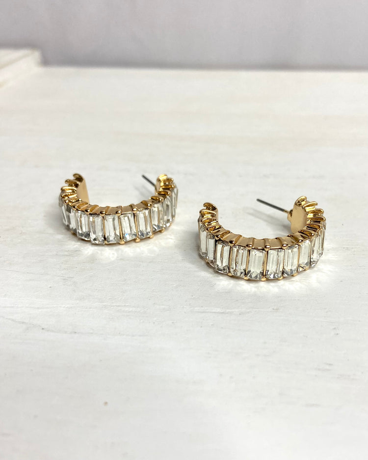 Emerald Cut Mini Hoop Earrings