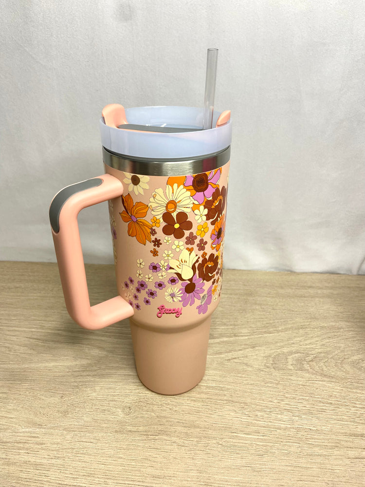 40 oz. Insulated Tumbler- Floral Peach