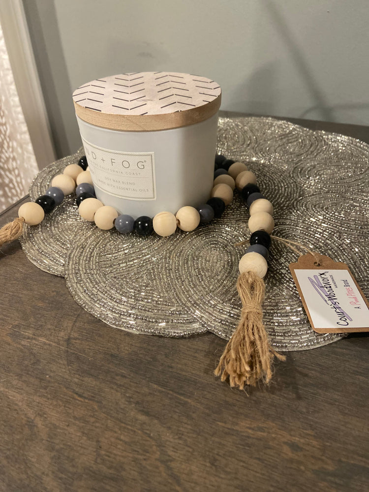 Wooden Beads - Bless this Home -Grey & Plaid