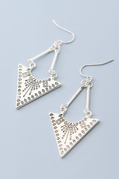 Silver Boho Triangle Earrings